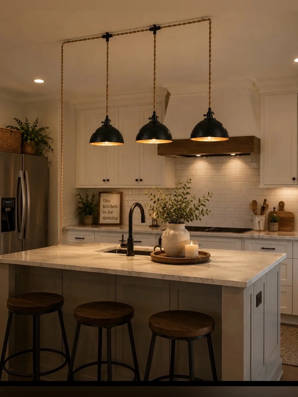 3 Light Plug In Pendant Lights Hammered Dome Hanging Lamp
